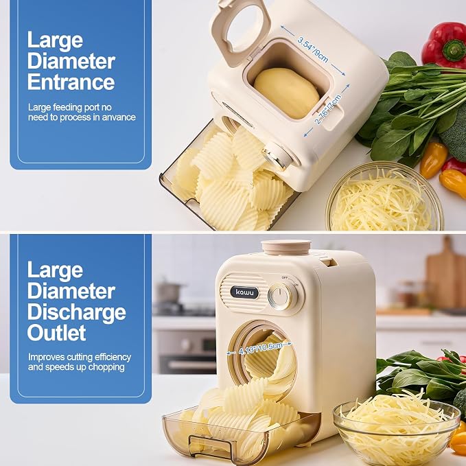Kawu Electric Cheese Grater, 5-in-1 Salad Maker With Container, 10 Blades | Electric Vegetable Slicer For Home Kitchen, One-Touch Control, Food Processor Chopper Shredder for Block Cheese, Fruits