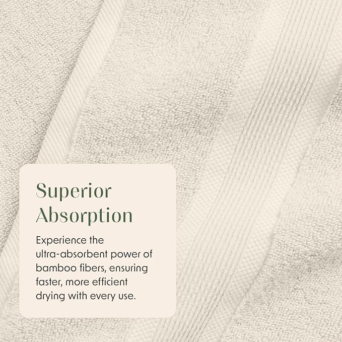 Springtree Home Luxury Bamboo Rayon Plush Bath Towel Set | 4-Pack | Beige | 35% Bamboo Rayon - 65% Zero Twist Cotton | Absorbent Quick-Dry Towels for Bathroom | Ultra Soft | OEKO-TEX Standard 100
