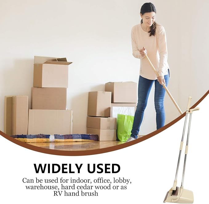 Wakauto 1set Broom and Dustpan Kit Cleaning Tool for Hair Removal for Indoor and Outdoor Use Fits Tight Spaces