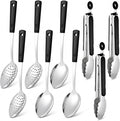 Buffet Serving Utensils Set, 9-Piece with Serving Spoons & Tongs | 3 serving spoons, 3 slotted spoons, and 3 tongs with heat-resistant silicone handles for buffet serving and entertaining.