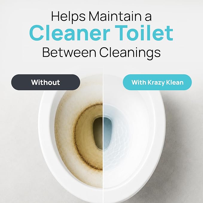 Krazy Klean Automatic Toilet Cleaner - Continuous Flush Cleaning System - Helps Reduce Buildup & Stains - Easy Install, No Daily Scrubbing - 1 Count