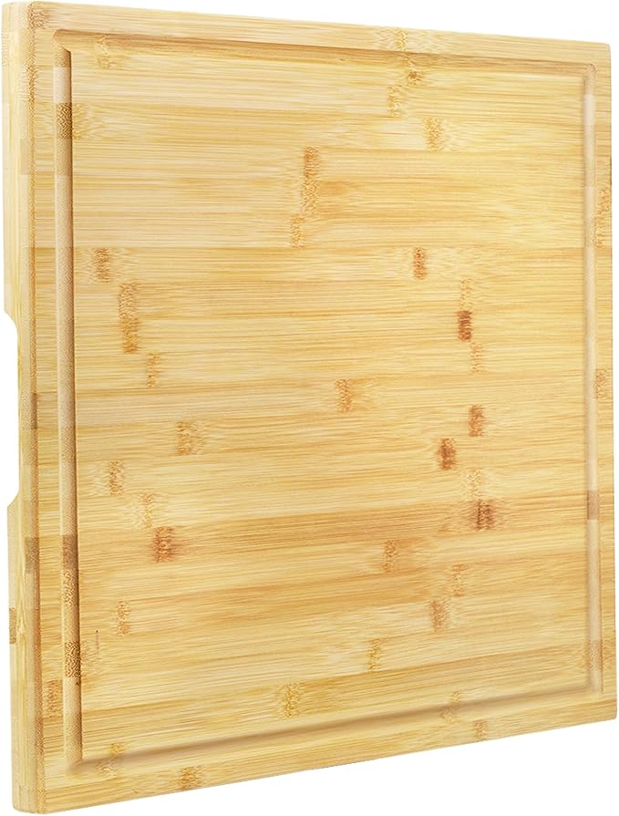 Utoplike Bamboo Cutting Board 20 x 20 inch, Large Wood Chopping Boards | for Kitchen, Meat, Vegetables, BBQ, Square Butcher Block with Juice Groove and handle, 1"Th