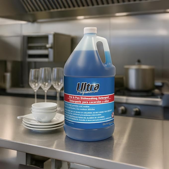 Ultra Professional ™ 4 Pack 1 Gallon Pots & Pan Dishwashing Detergent Dish Cleaning Liquid, Platinum, Blue- Powerful Grease Remover