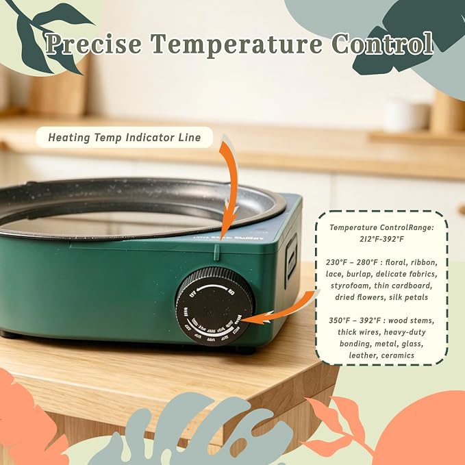 2-in-1 Hot Glue Pot for Crafting with Mini Glue Gun & 40 Glue Sticks | Dip & Coat Eases Fatigue, 212℉-392℉ Adjustable Temp, 580ml Large Cap, Bulk Floral DIY, Silicone Tools Stir & Wipe Extra Glue