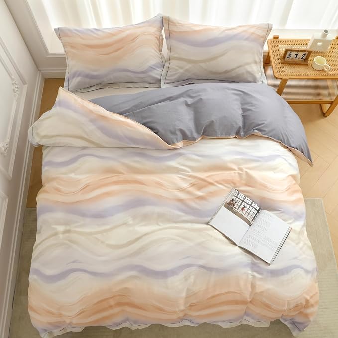 OAITE Duvet Cover Set King Size Floral Pattern Ultra Soft 100% Cotton Duvet Cover Sets 3-PC, Breathable Duvet Cover with Zipper Closure & Corner Ties(2 Pillow Shams,1 Duvet Cover)