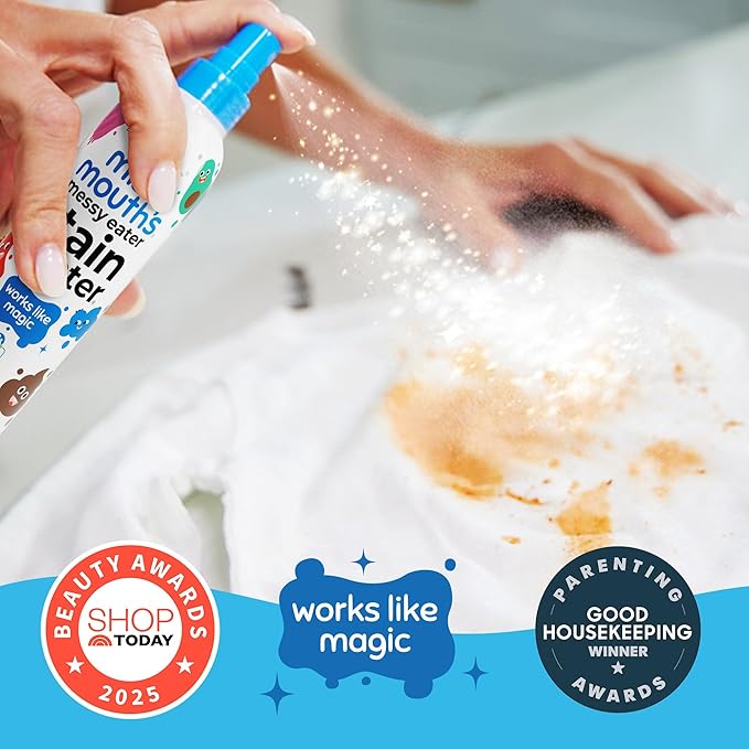 Miss Mouth's Stain Remover Spray & Detergent Sheet Bundle - 3 Bottles, 30 Sheets - On-the-Go Cleaning for Diaper Bag Essentials - Fresh & Set-In Stain Removal for Baby Laundry