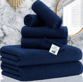 VOOVA & MOVAS 6PC Towel Set, 100% Cotton, Navy Blue | 2 Large Bath 30x56 In, 2 Hand 18x28 In, 2 Washcloths 13x13 In, Quick Dry, Thick, Soft, Quick Dry Towel For Shower