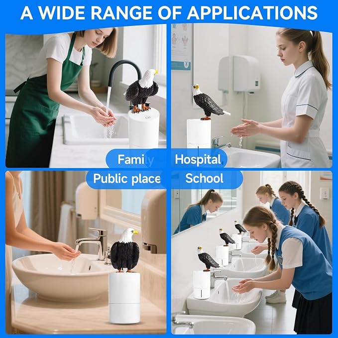 Fun Animal Foam Soap Dispenser, Bald Eagle Automatic Hand Washer