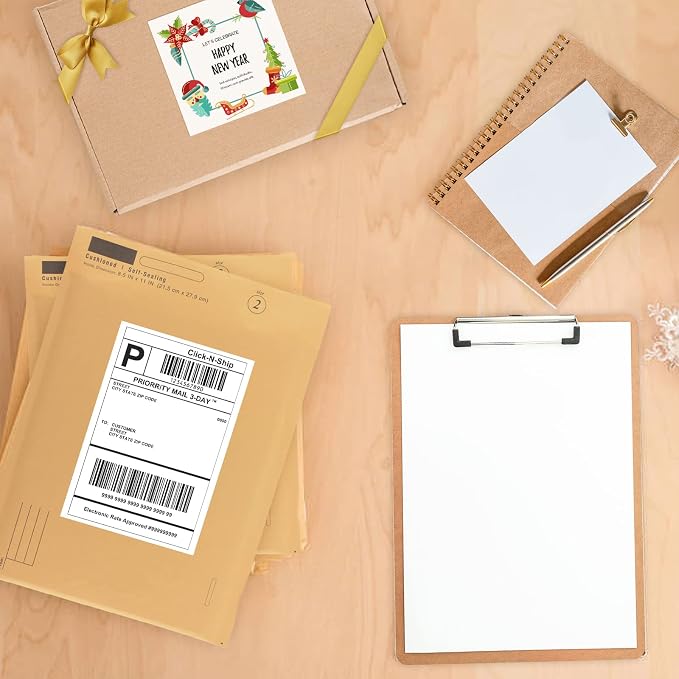 L LIKED 200 Half Sheet Shipping Labels, 2 per Sheet, 200 Labels, 5.5 x 8.5 inch, for Laser & Inkjet Printing (100 Sheets)