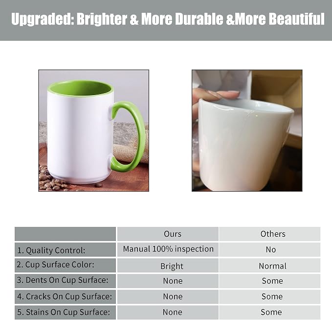 TANGLONG Sublimation Mugs 15 oz Set of 12 Sublimation Blank with Box Bulk Coffee Mugs Coffee Cups Tazas Para Sublimar 6 Assorted Colors