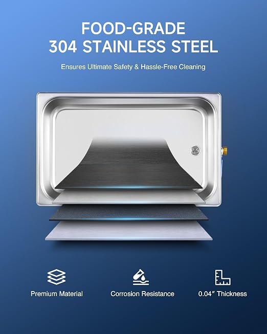 CREWORKS 30L Digital Ultrasonic Cleaning Machine with Heater and Timer, 600W Stainless Steel Ultrasonic Cleaner Machine, 7.9 gal Ultrasonic Parts Cleaner for Retainer Glasses Auto Tool Machine Part