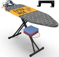 Ironing Board Extra-Wide 57" x 18" Foldable with Wall Hanger | Height adjustable 30" - 36", full-metal frame, scorch & heat-resistant cover, iron rest, anti-slip feet