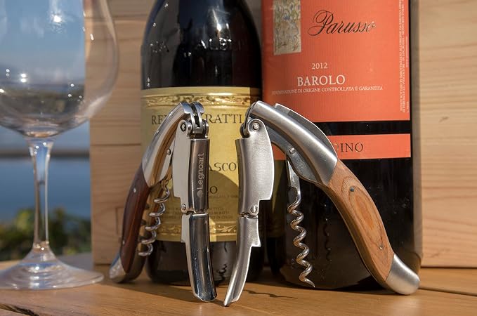 Amarone Stainless Steel Sommelier Corkscrew with Light Pakkawood Handle