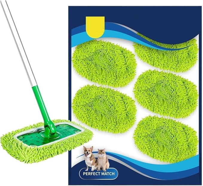 5 Pack Reusable Mop Pads,Compatible For Swiffer，Sweeper, Microfiber Dry Sweeping Cloths, Wet Refills
