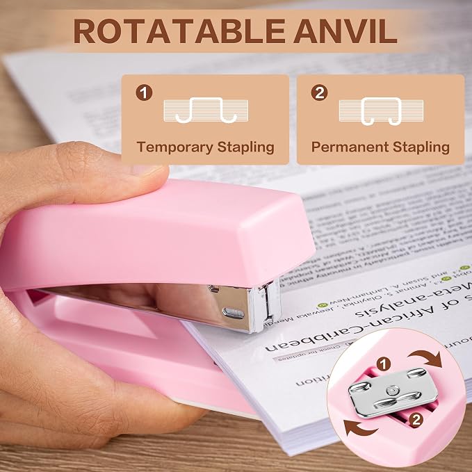 Deli Stapler, 12 Pack Staplers with 12000 Staples and 12 Staple Removers, Staplers for Desk, 25 Sheet Capacity, Pink