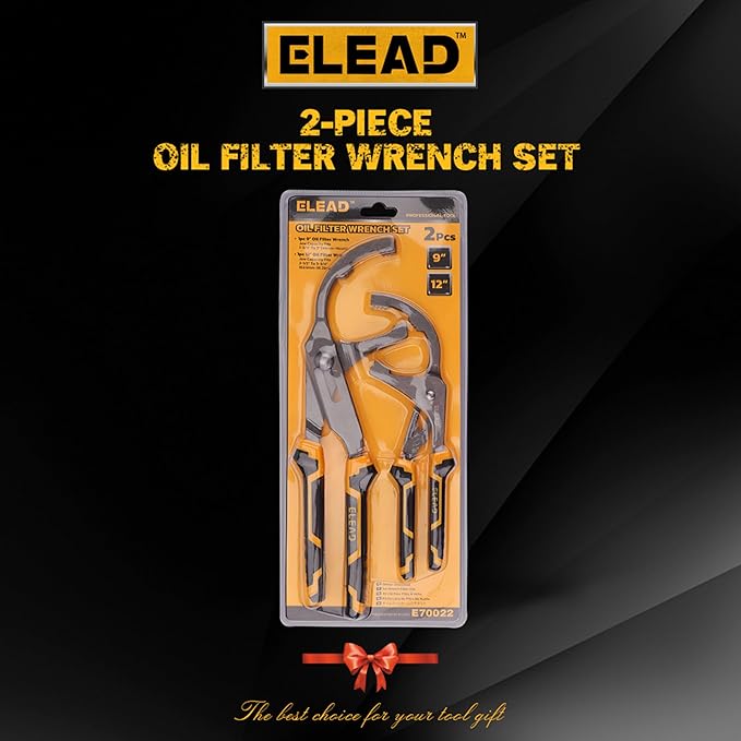 ELEAD Adjustable Oil Filter Wrench Set - 9" & 12" Pliers for Cars, Trucks, Motorcycles - Durable Carbon Steel, Ergonomic Grip, Easy Access Design