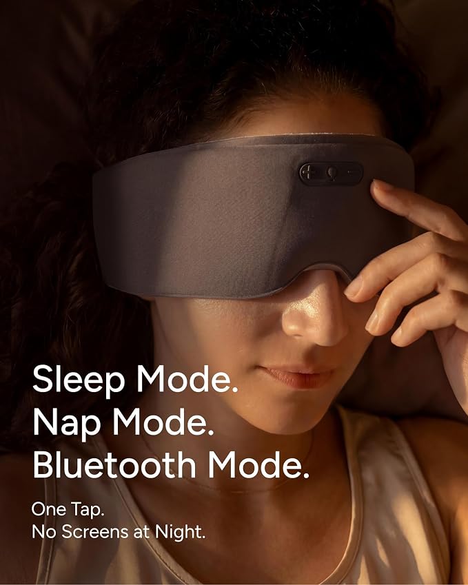 Sleenova SoundMask - Sleep Mask with Built-in Tuned Sleep Audio, Side Sleeper Optimized, Phone-Free Sleep & Nap, Bluetooth Modes