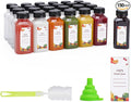 OBKJJ Plastic Juice Bottles 150 pcs 8 oz Empty Plastic Water Bottles with Caps Reusable Clear Beverage Containers for Drinking, Juicing, Smoothie, Water with 2 Brushes, 2 Funnels, 160 Stickers (8 OZ)