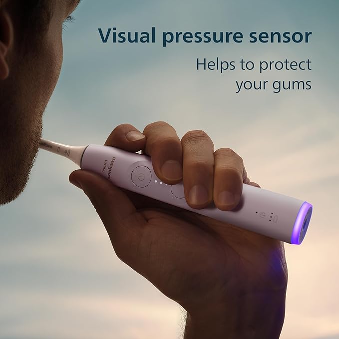 Philips Sonicare 6700 Series Electric Toothbrush, Pressure Sensor, 9 Brushing Settings, SmarTimer, BrushPacer, 21-Day Runtime, Travel Case, for Gum Health & Sensitive Teeth, Light Pink, HX7412/04
