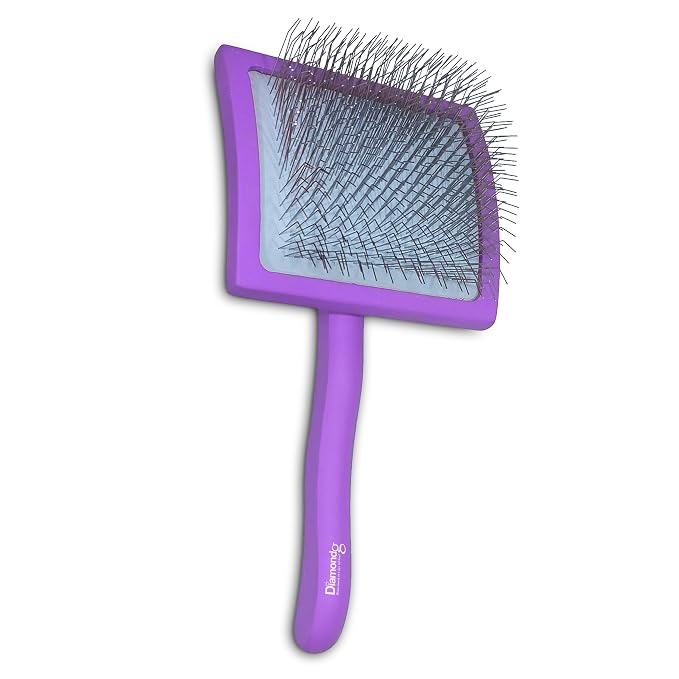 Diamondg Pet Slicker Brush for Dogs & Cats – Professional Grooming Brush for Shedding, Detangling & Coat Maintenance, Gentle Fine Wire Pins, Ergonomic Handle, Purple