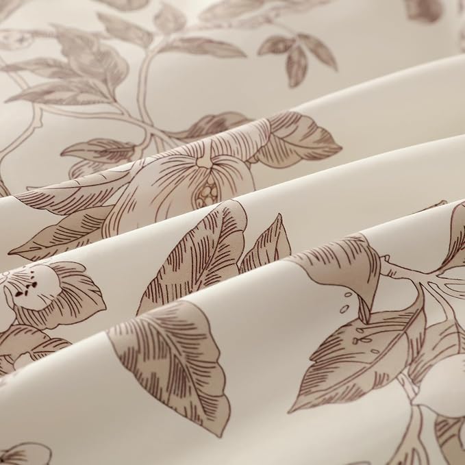 Duvet Cover Set King Size Floral Pattern 600 Thread Count Ultra Soft 100% Long Staple Cotton Duvet Cover Sets 3-PC, Breathable Duvet Cover with Zipper Closure & Corner Ties