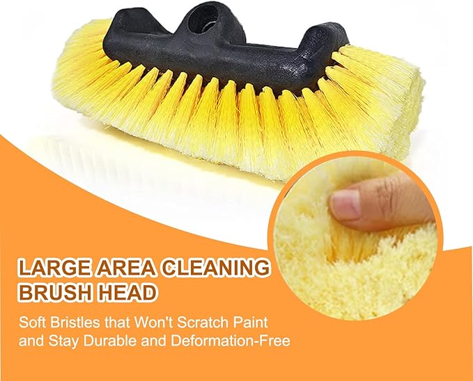 SISUPASSIE Car Wash Brush, 16FT Telescopic Car Wash Brush with Long Handle, 12-Inch Soft Bristle Car Cleaning Brush for Cleaning Car, RV, Truck, Boat, Solar Panels