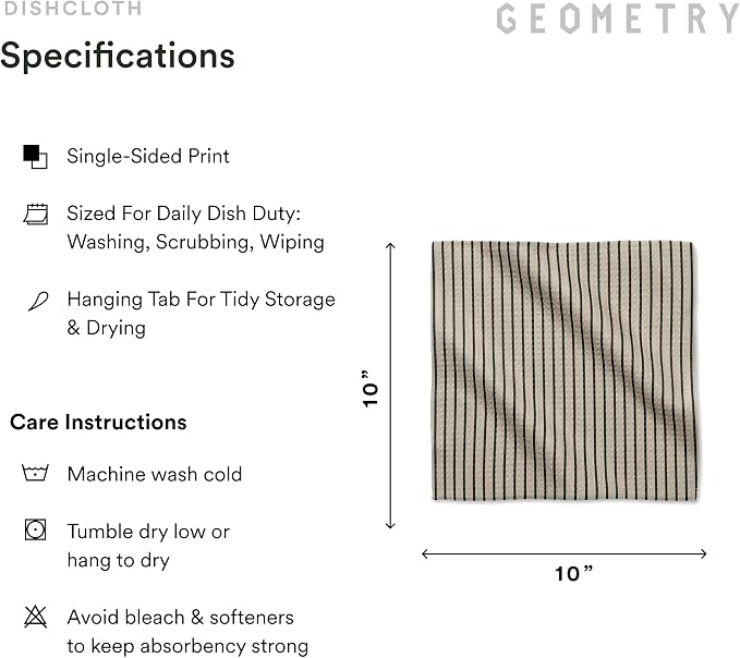GEOMETRY Dishcloth – Evergreen Collection – Quick-Dry, Ultra-Absorbent, Reusable Microfiber Kitchen Towels for Drying & Cleaning - Willow Stone - 6 Pieces