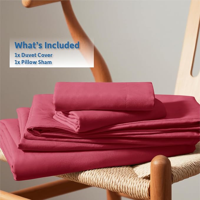 Nestl Twin Duvet Cover Set - Soft Double Brushed Burgundy Red Duvet Cover Twin XL, 2 Piece, with Button Closure, 1 Duvet Cover 68x90 inches and 1 Pillow Sham
