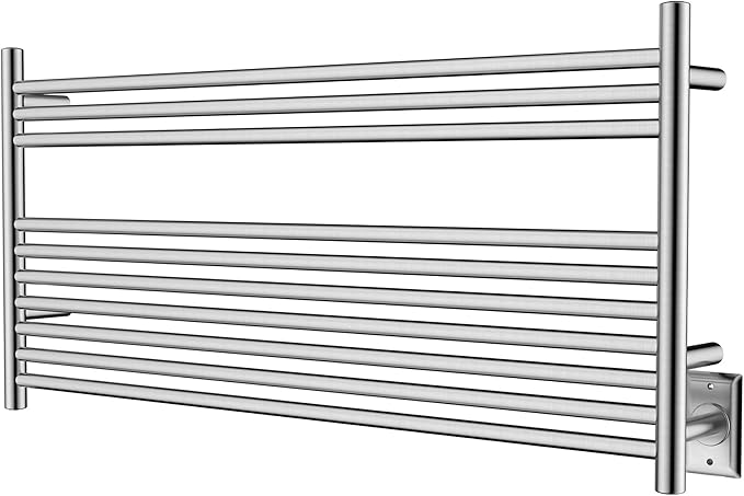 HEATGENE Towel Warmer 10 Bar Towel Dryer Wall-Mounted Plug-in Bath Towel Heater - Brushed