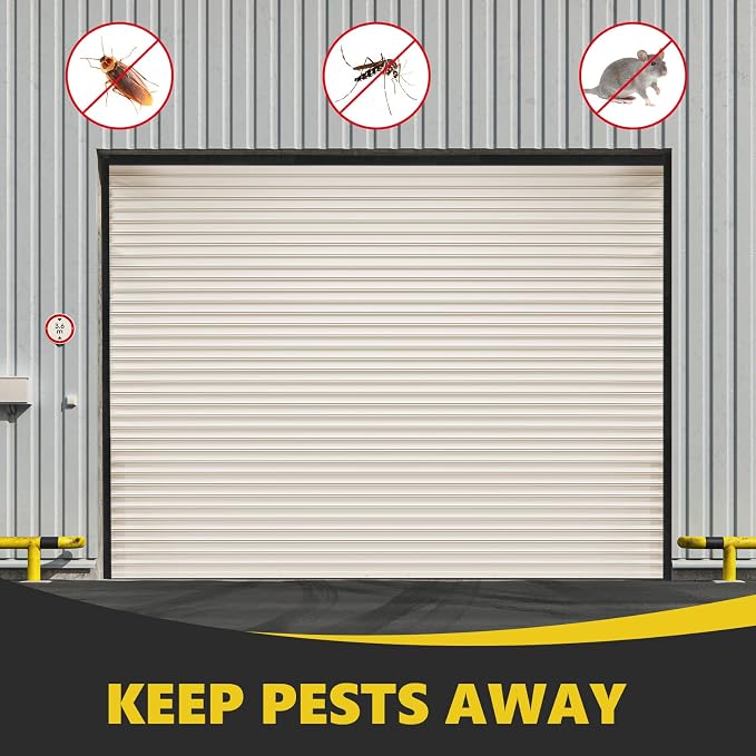 DoubleFill 8 x 8 ft Garage Door Brush Seal Kit, 3 Inch Roll up Door Seal with Aluminum Track, Heavy Duty Nylon Brush for Commercial Doors, Warehouse Barn, Energy Saving, Pest Proof, Black