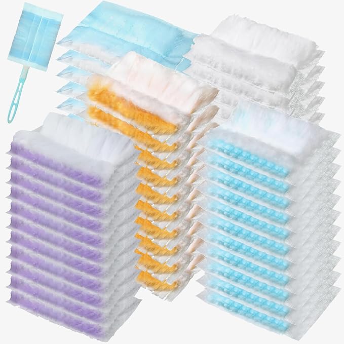 Mimorou 100 Pcs Disposable Dusters Refills Bulk Heavy Duty 180° Multi Surface Replacement Dusters for Cleaning Ceiling Fan with Microfibers Unscented (Fresh Colors)