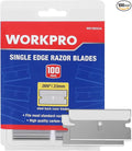 WORKPRO 100-Pack Single Edge Razor Blades, Razor Blade Scraper Refills | Industrial Scraper Razor Blades, High Carbon Steel One Edge Razor Blades for Paint, Sticker & Label Removal