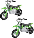 Razor MX400 Dirt Rocket 24V Electric Toy Motocross Dirt Bike with Hand-Operated Brakes and Retractable Kickstand, Green (2 Pack)