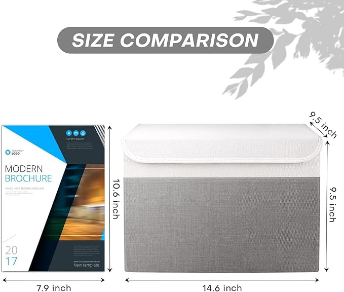 Bagnizer Large 22 Quart Linen Fabric Foldable Storage Bin Cube Organizer Basket with Flip-Top Lid & Handles, Clothes Blanket Box for Home, Office, Closet, Gray & White, 4 Pack 14.6 x 9.5 x 9.5”
