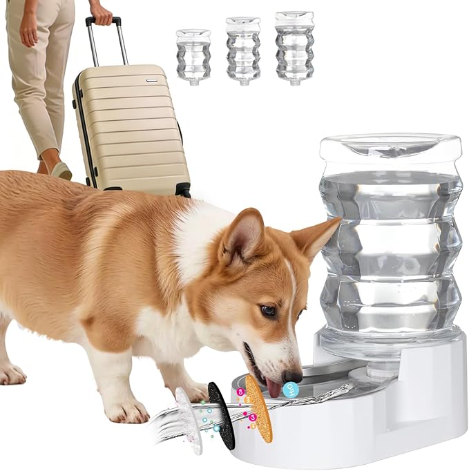RIZZARI 6.5L Stainless Steel Dog Water Dispenser:Anti Spill for Medium Dogs | Stainless Steel Bowl / No Electricity / Gravity Auto Refill / Stable Base / Easy Cleaning / Home Use