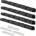 Landscape Edging | Garden Edging Border | Polyrock Bricks for Lawn Edging, Flower beds, Pathways & Yard Edging– 4 Packs | Each Section Has 6 Bricks 48" L x 4" W x 2.25" H | 12 Spikes |Charcoal