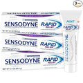 Sensodyne Rapid Relief Toothpaste for Sensitive Teeth, Mint with Fluoride, Adult Sensitive Toothpaste for Painful Teeth and Gums, Long Lasting Protection, 3.4 oz (Pack of 3)
