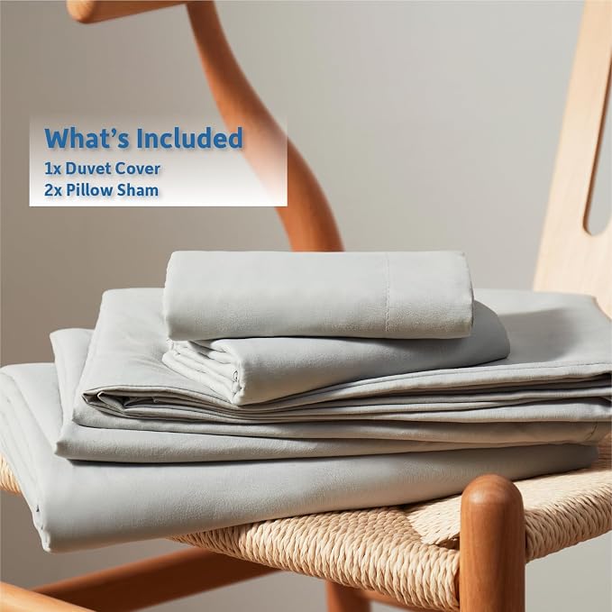Nestl Light Grey Duvet Cover King Size - Soft Double Brushed King Duvet Cover Set, 3 Piece, with Button Closure, 1 Duvet Cover 104x90 inches and 2 Pillow Shams