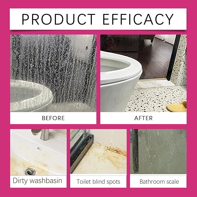 Quatrel Gefanly Bathroom Cleaner, Gefanly Powerful Pink Bathroom Cleaner Spray, All Purpose Bathrooms Descaler Foam Cleaners, Gentle Formula, for Tub Floor Tile,Showers,Bathtubs, Glass Surfaces