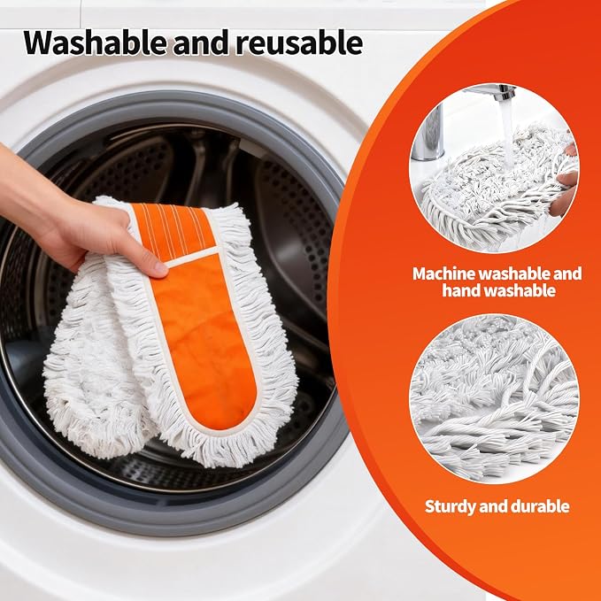 36" Large Commercial Dust Mops for Industrial Floor ，Marble, Laminate,Tile,Concrete,Garage. Janitor Broom Wide Dry mop for Hardwood ,Heavy Duty Long Handle Hotel Gym Household Cleaning Supplies