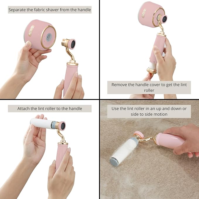 SALAV Retro Edition Rechargeable Fabric Shaver & Lint Roller, Rose