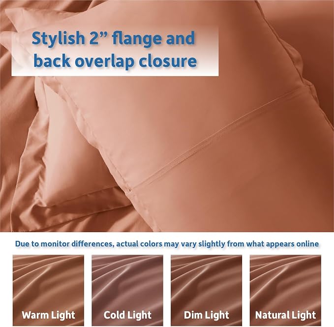 Nestl Rust Duvet Cover Queen Size - Soft Double Brushed Queen Duvet Cover Set, 3 Piece, with Button Closure, 1 Duvet Cover 90x90 inches and 2 Pillow Shams