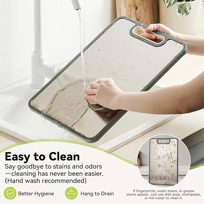 1PC Titanium Cutting Boards for Kitchen Chopping Board Double Sided | Cutting Board Set Food Grade 100% Pure Titanium & Wheat Straw PP Cutting Board Easy to Clean [15"x10.4"]