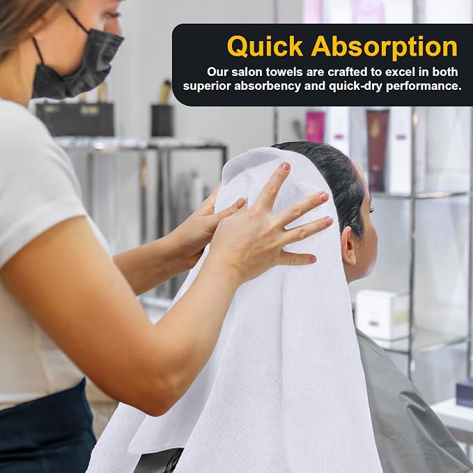 UNIMADE Salon Towels 24 Pack, Super Soft Microfiber Hand Towel | Highly Absorbent Hair-Drying Cloth for Gym, Bath, Spa Use and Home Beauty Care - White (16x29 inch)