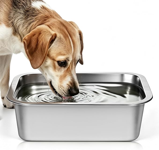 1.25 Gallons Stainless Steel Large Dog Water Bowl, Outdoor Dog Water Bowl, High Capacity Metal Dog Food Bowls, for Dog & Cat, Big, X- Large Pet