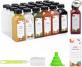 Plastic Juice Bottles 150 pcs 12 oz Empty Plastic Water Bottles with Caps Reusable Clear Beverage Containers for Drinking, Juicing, Smoothie, Water with 2 Brushes, 2 Funnels, 160 Stickers (12 OZ)
