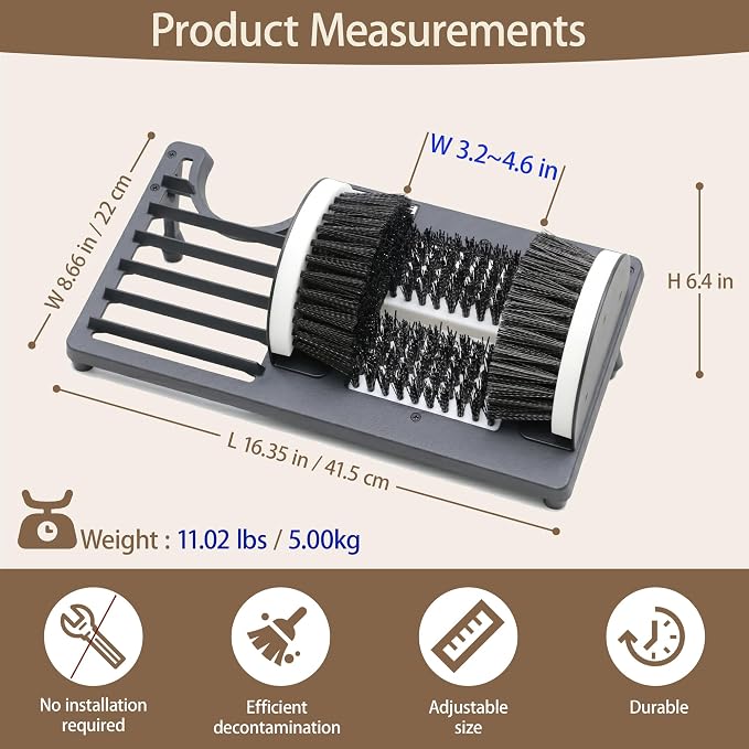 Adjustable Boot Brush Scraper Outdoor, Shoe Cleaner Brush,Heavy Duty Boot Scrubber for Mud, Garden, Garage, FarmDirt & Snow & Extra Wide