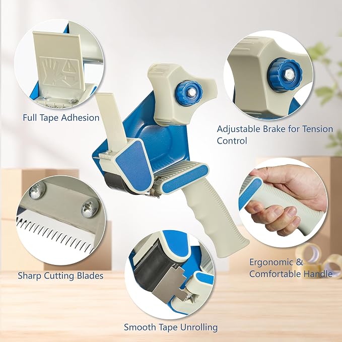 2 Inch Packing Tape Dispenser Gun, Heavy Duty Box Sealer | Side loading heavy duty dispenser for shipping, moving, warehouse packaging and box sealing.