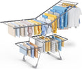 Sakugi Clothes Drying Rack, Foldable 2-Level Laundry Drying Rack with Height-Adjustable Wings, for Clothing & Bedding, Free-Standing Space-Saving Rack, Indoor & Outdoor, 70" L × 22.8" W, Gray