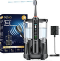 Electric Toothbrush with Water Flosser Combo, 3-in-1 Sonic Flossing Toothbrush and Dental Water Flosser for Teeth Cleaning, Gum Care, Braces, Bridges, Adults, 5 Brush Modes, 500ML, Black